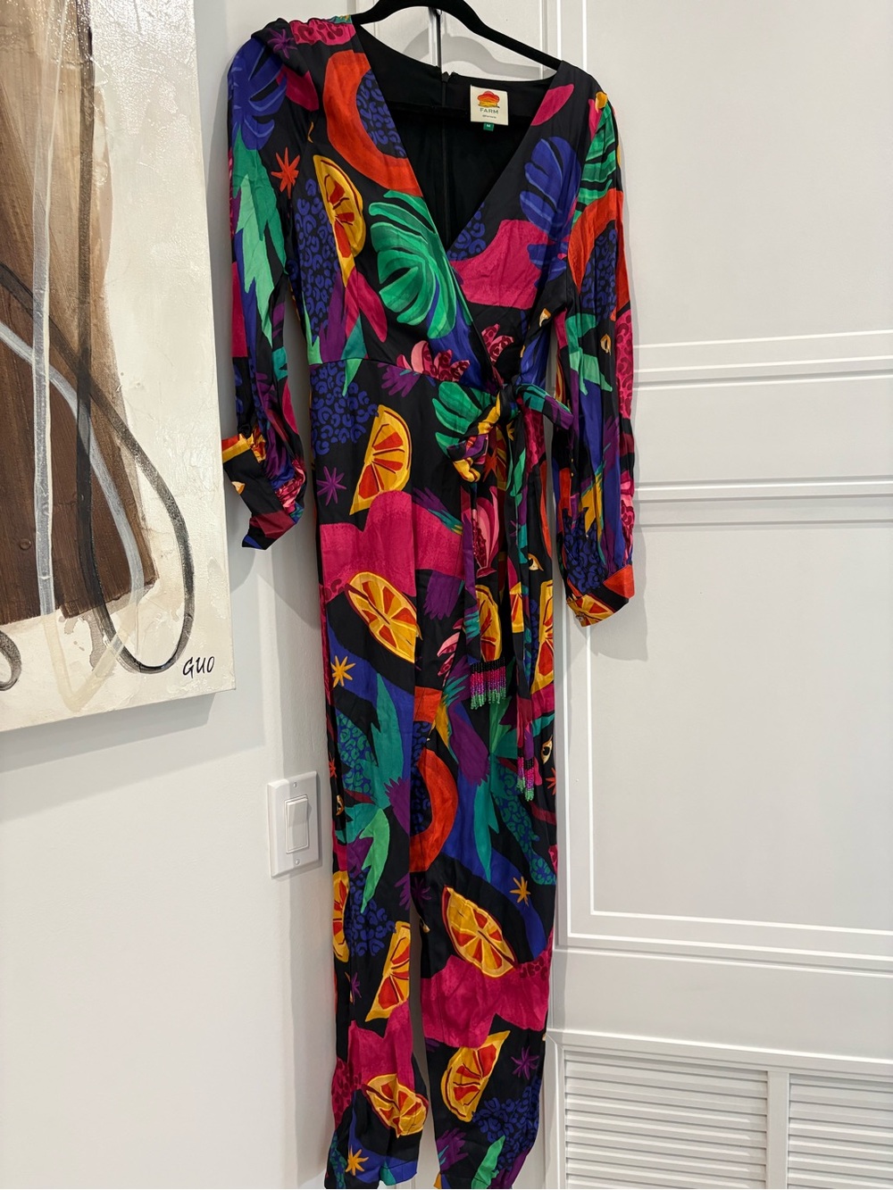 Farm Rio size M - Colorful Tropical-Print Wrap jumpsuit